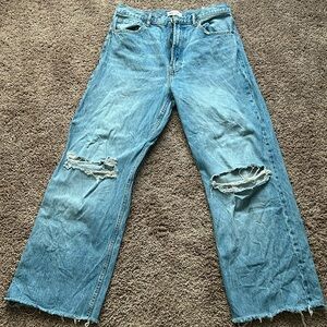 Zara ripped high rise TRF wide leg jeans